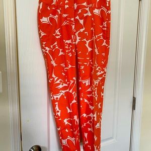 Ann Taylor Carnegie Crop Pant in Orange Flower Print